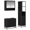 Bathroom Furniture Set 3 Pcs Black Oak Effect Wood Based Material