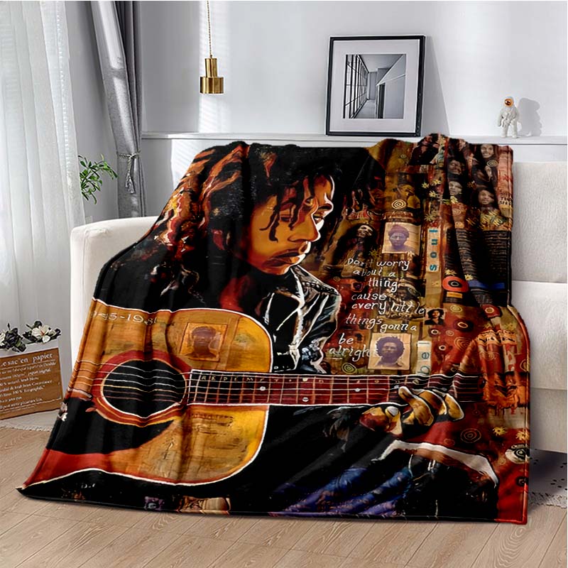 Bob Marley Music Throws Blanket for Kid Couch Sofa Travel Home Picnic Hiking Bed Beding Super Soft Flannel Blanket Birthday Gift