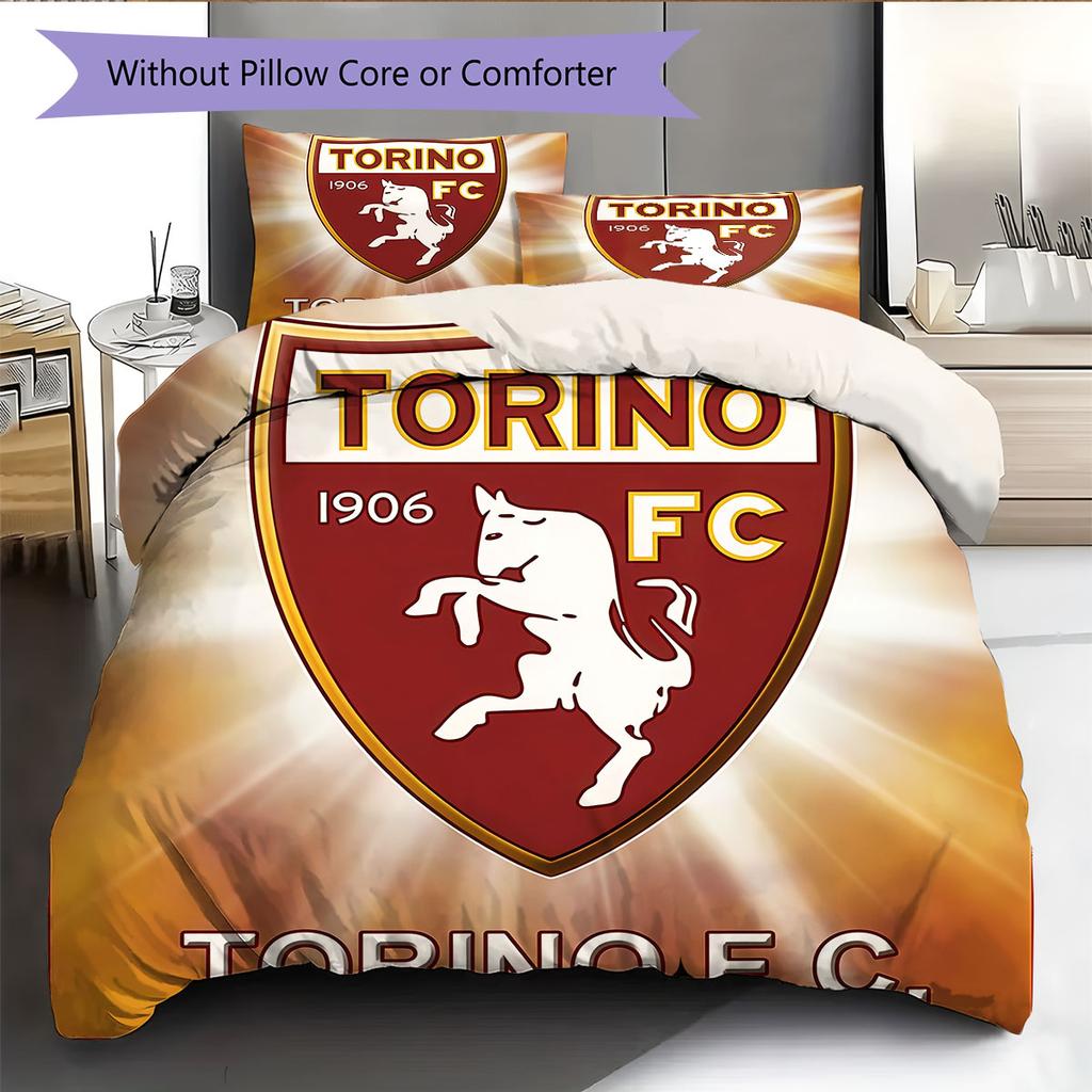 Torino F.C Bedding Quilt Set Quilt Cover Pillowcase Home Decoration Birthday Gift (1 * Duvet Cover + 2 * Pillowcase, Without Core)