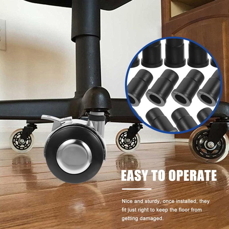 40Pcs Caster Socket Wheel Cap Furniture Casters Stem Insert Sleeve Office Chair Leg Mounting Plastic Covers Hardware Accessories