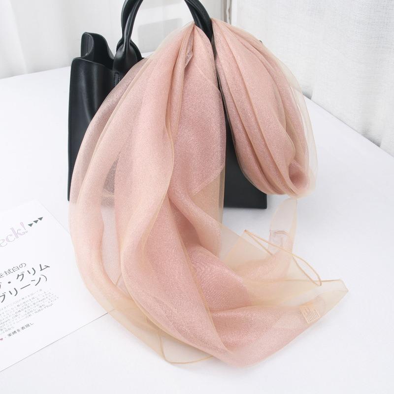Mary Spring and autumn solid color silk scarf, double-layer gold silk, versatile long cheongsam, organza shawl, women's scarf