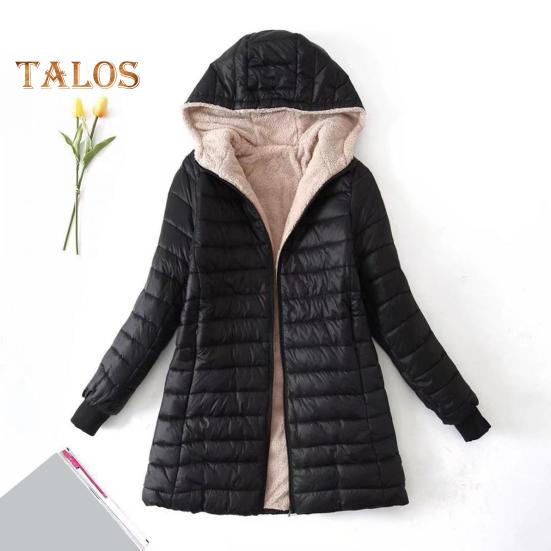 Dámské Zimní kabát S kapucí Silný plyš vycpaný Slim Fit větruodolný na zip Dlouhé rukávy Elastická manžeta Venkovní bunda Denní nošení Tepelné oblečení