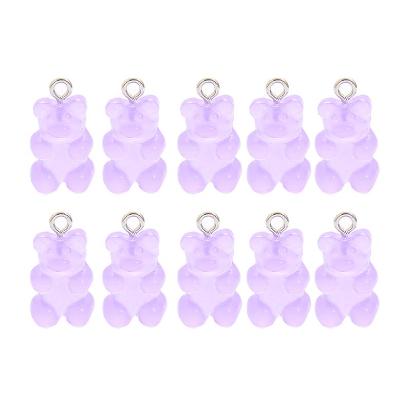 10pcs Resin Candy Color Bear Charms Pendant Beads for Necklace Bracelet Jewelry Making