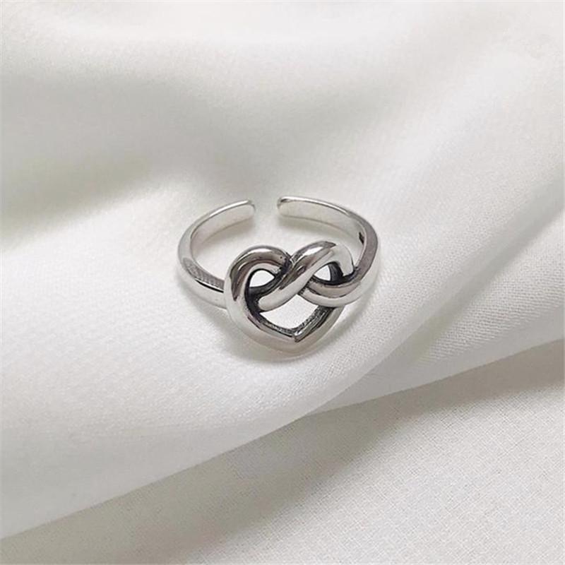 925 Silver Tie a Knot Heart Adjustable Rings For Women Ladies Rings Engagement Luxury Jewelry Jewellery Argent 925
