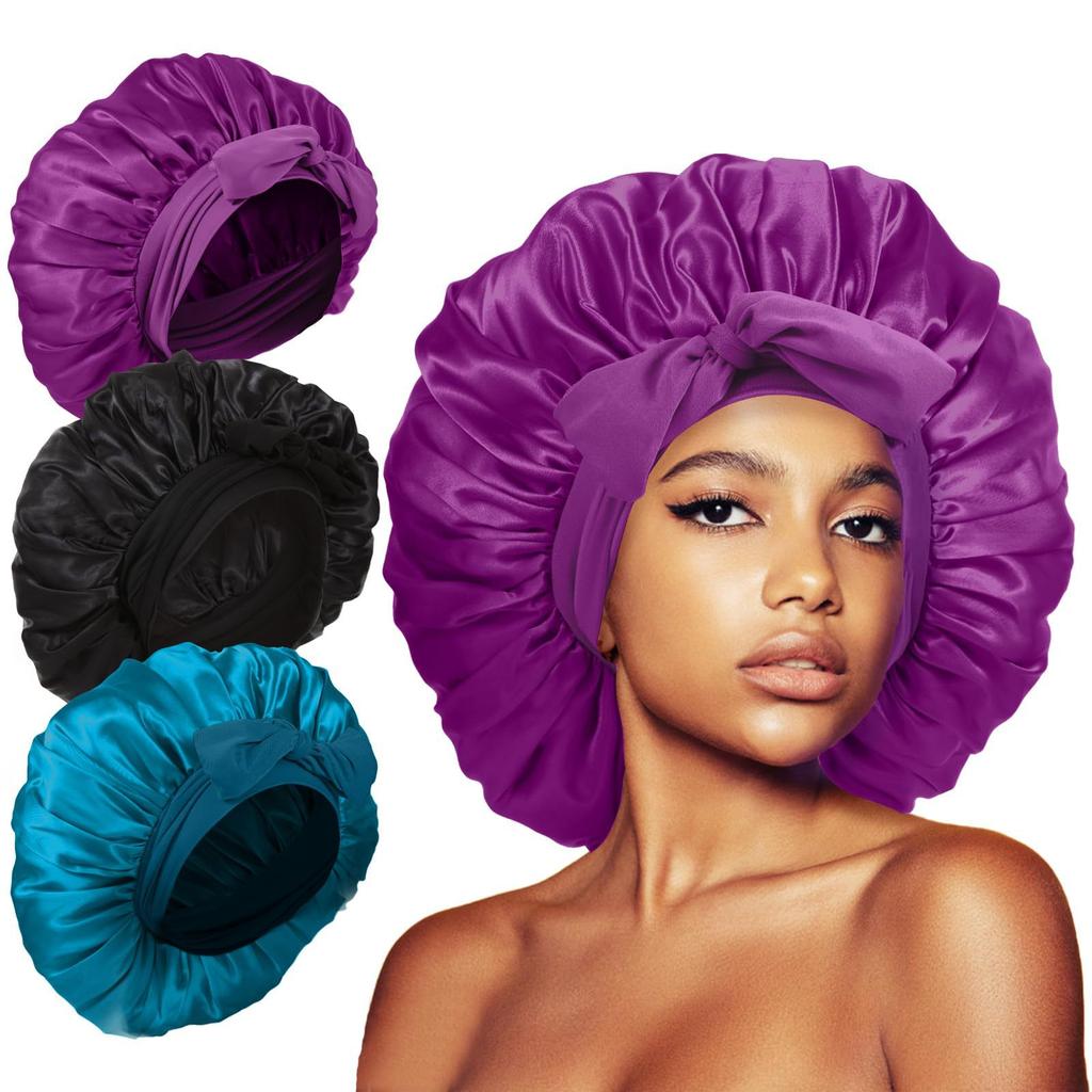 Wide Band Satin Bonnet, Silk-Like Hair Scarf for Women, Soft Sleep Cap for Curly & Frizzy Hair