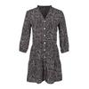 Women Casual Summer Mini Dress V-neck Single Breasted Print Above Knee Three Quarter Sleeve Sizes S-XL Black White Burgundy