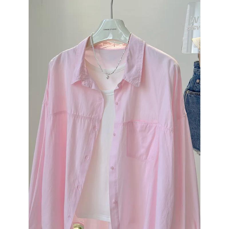 Atmungsaktive Unifarbene Bluse mit Oversized-Kragen Langarmhemd für Damen