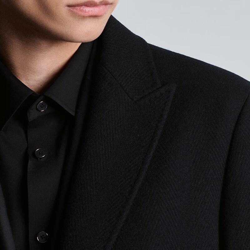 Baoxiniao Men's Business Formal Peak Lapel Wool Blend Overcoat