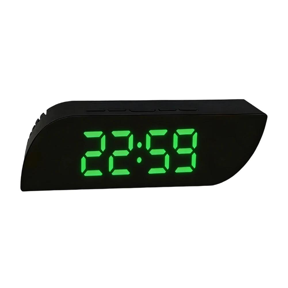 LED Digital Alarm Clock Mirror Time Temperature Dual Display Adjustable Brightness Plastic Clock Home Decoration Tools