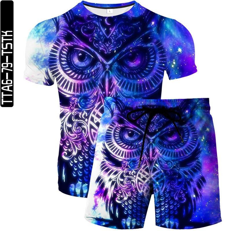 3D Printed Men's T-shirt Set Summer O-collar Short-sleeved T-shirt Top 3D Style Men's Casual Outdoor Fashion Set