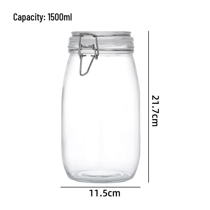 Large Transparent Glass Storage Jar with Lid for Grains, Pickles, Honey, and Tea - Moisture-proof and Airtight