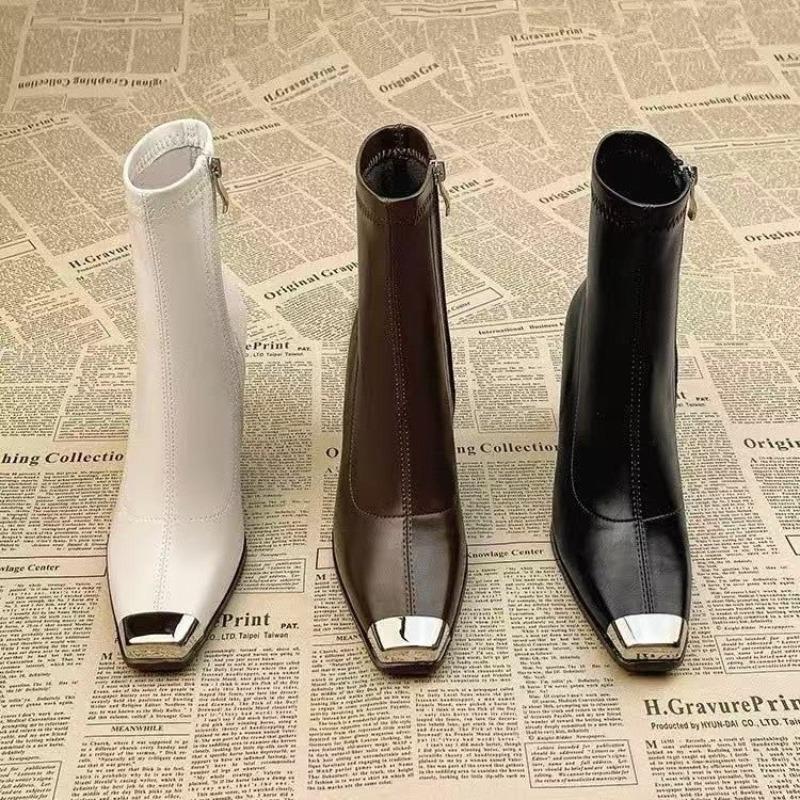 High Heels Women's Ankle Boots Square Toe Fashion Luxury Shoes Designer Dress Woman Winter Boots 2025 Elegant Pumps Mujer Boots