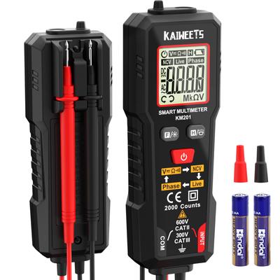 KAIWEETS Smart Phase Sequence Resistance Wire 2000 Compact Digital Japanese Instruction KM201 Multimeter, AC/DC Voltage, Detection, Continuity,