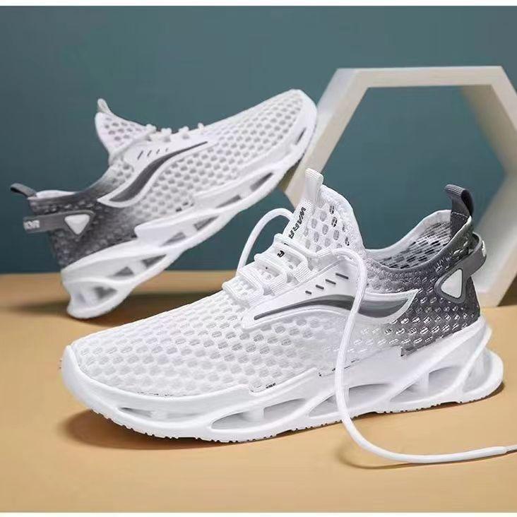 Herrenschuhe neue Lochschuhe 2024 Sommer atmungsaktives hohles Mesh Freizeitschuhe Low-Top weiche Sohle leichte Laufschuhe