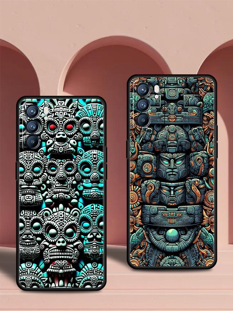 Vintage Totem Painting Phone Case For Oppo Reno 13 12 11 10 7 F Find X5 X6 A98 A80 A79 A78 A57 A54 A31 A17 Pro 5G Soft TPU Cover