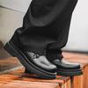 New men's black business casual big head leather shoes low-top thick-soled heightening men's shoes