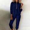 Women's Fashion Two-piece Solid Color Sweatshirt Trousers Casual Set