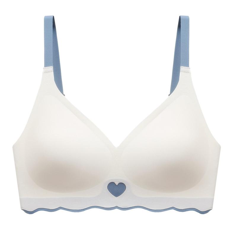 

1Pc Nylon Seamless 3D Soft Women Ultra-thin Padded Bra Ice Silk Mesh Full Wrap XL білий/синій