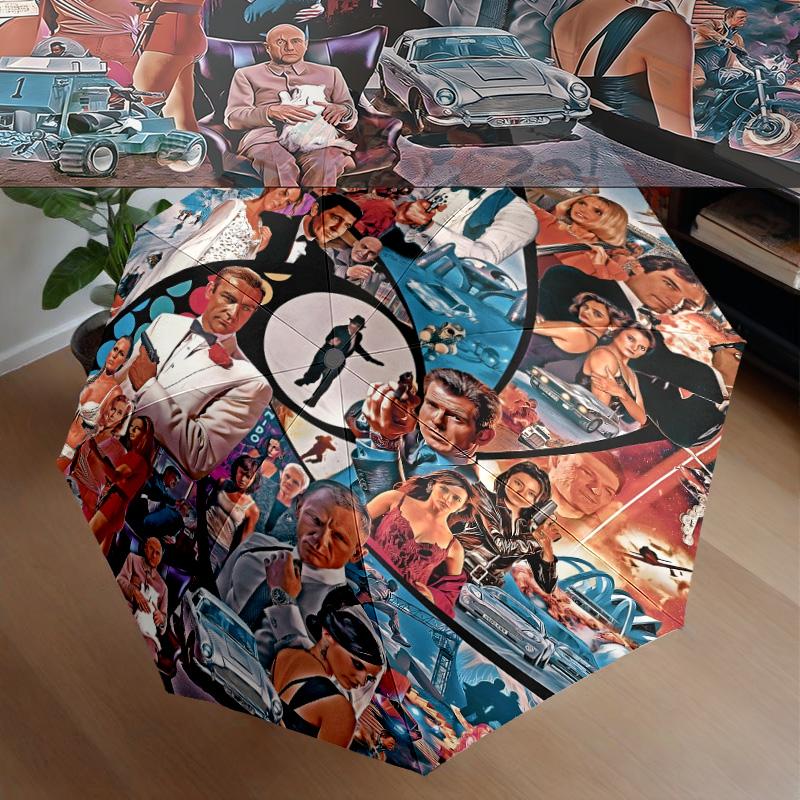 James Bond Movie Collage Umbrella 8-Frame for Travel, Camping, Casual Lightweight Portable Umbrella, Essential for Every Family Holidays Gift