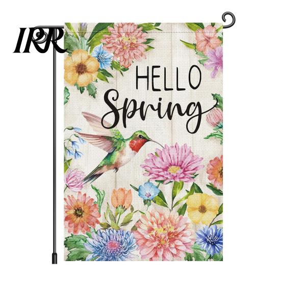 Garden Decoration Flag Hello Spring Floral 12x18 Inch Double Sided Colorful Flowers Gift for Gardeners Burlap Yard Decor Farmhouse Outdoor Lawn