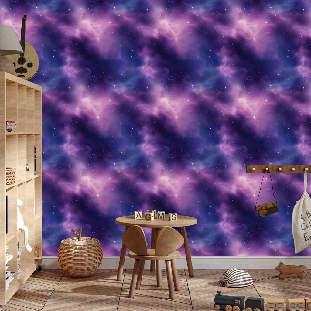 Watercolor Galaxy Wallpaper Violet and Indigo for Living Room and Bedroom 50x1000