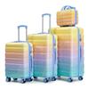 14"/20"/24"/28" 4-Piece PC Spinner Luggage Set with Side Handles, Protective Feet – Integrated Combination Lock & 14" Cosmetic Bag (Yellow)