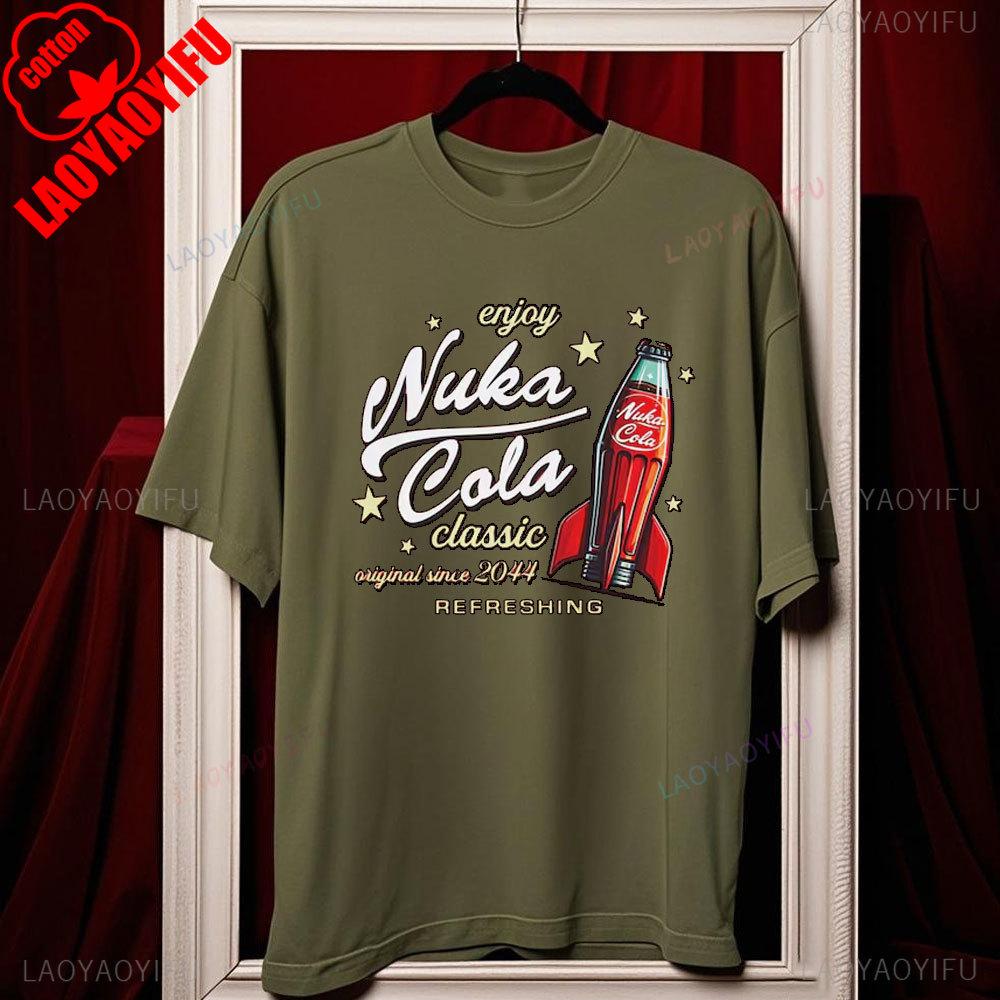Nuka Cola Fallout Unisex Softstyle Cotton T-Shirt Funny Tshits Vintage Red T Shirt 2044 Tee Tops Fan Gift Ropa Hombre Harajuku