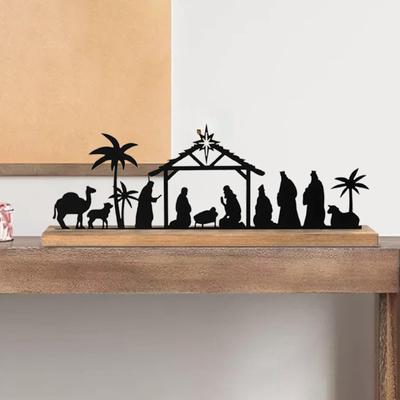 Christmas Nativity Scene Ornament Religious Decor Rustic Keepsakes for
