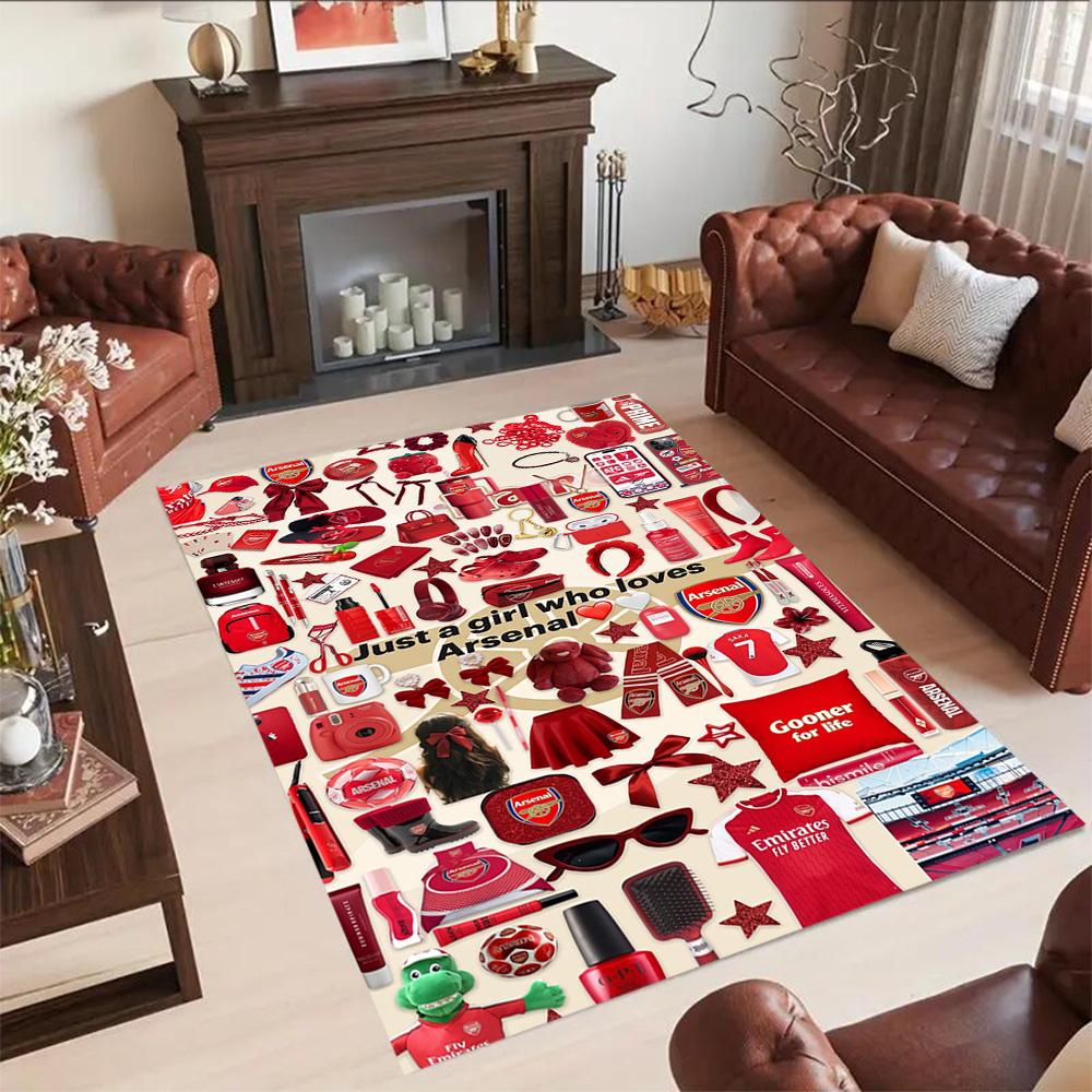 Arsenal Personalized Text Floor Rug Office Rug Perfect for Study room Dormitory Bedrooms Living Rooms Anti-slip Rug Office home decor
