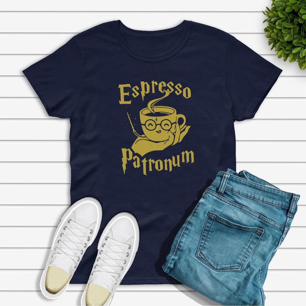 Espresso Patronum T-Shirt HS Shirts Geschenk für Kaffeeliebhaber Zauberer T-Shirt Damen Grafik T-Shirts Kurzarm T-Shirt