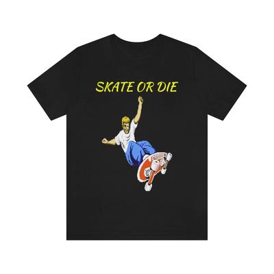 Skate or Die NES Retro Style 90er Jahre Videospiel Pixel Art Unisex T-Shirt mit Logo