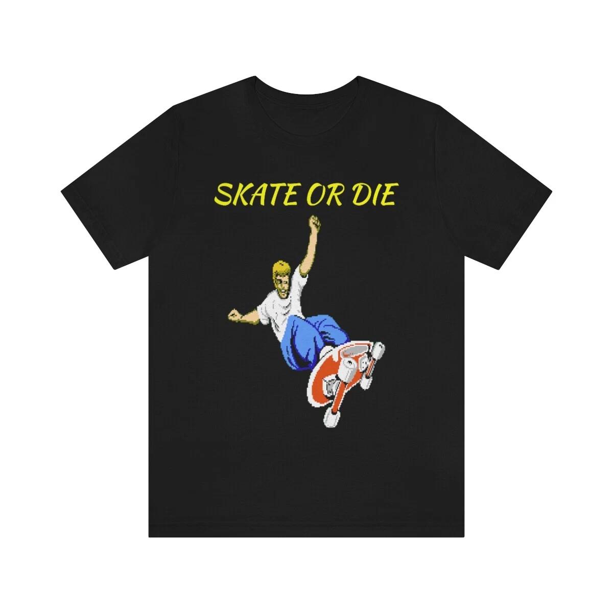 Skate or Die NES Retro Style 90 s Video Game Pixel Art Unisex T Shirt with Logo XL