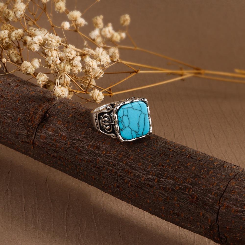 Antique Western Country Ring Aesthetic Vintage Ring Trendy Turquoise Ring Boys