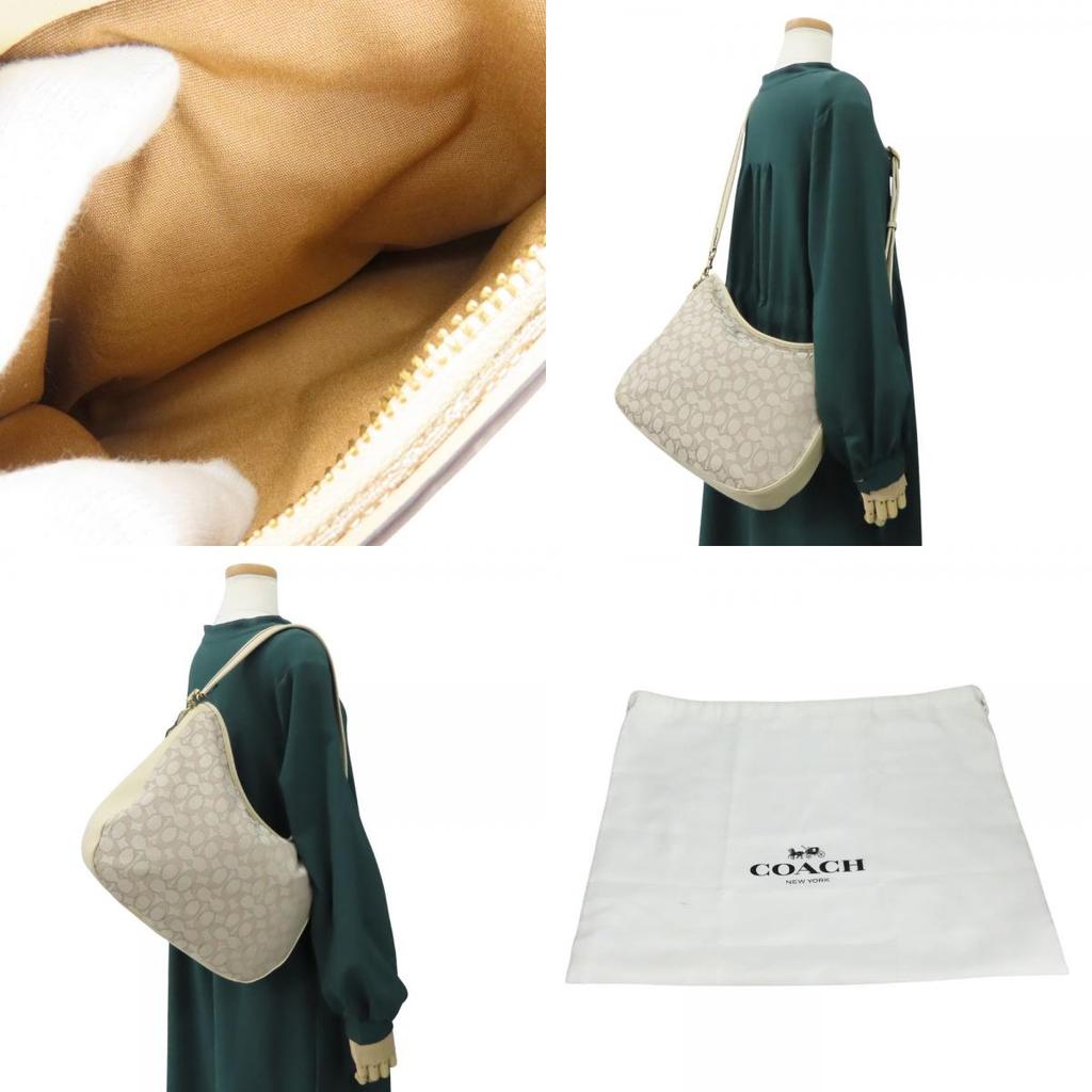 Used COACH Shoulder Bag Soft Tabby Hobo C6659 Signature Leather/canvas Ivory Beige