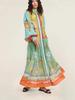 Cross-Border 2025 Casual Fashion Linen Print Long Sleeve Dress