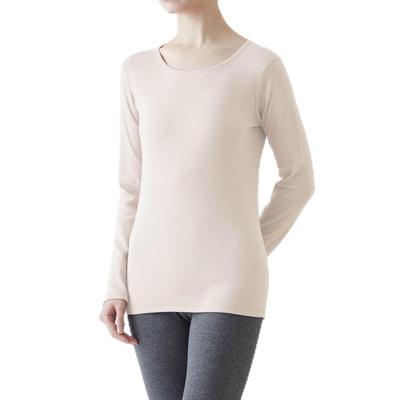 Belle Maison Langarm Baumwolle Rundhals Warmes Unterhemd Größe LL Damen Shirt, Hotcot, Off-White,