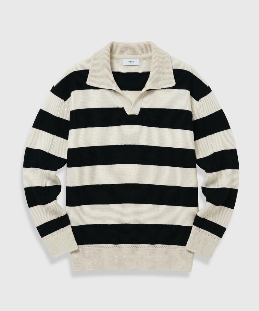 LMOOD Preppy Striped Pullover Knit Cream