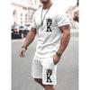 Abito casual da uomo estivo, due pezzi oversize, semplice, casual, streetwear, stampa king, abito da spiaggia, maglietta da uomo, pantaloncini, abbigliamento sportivo