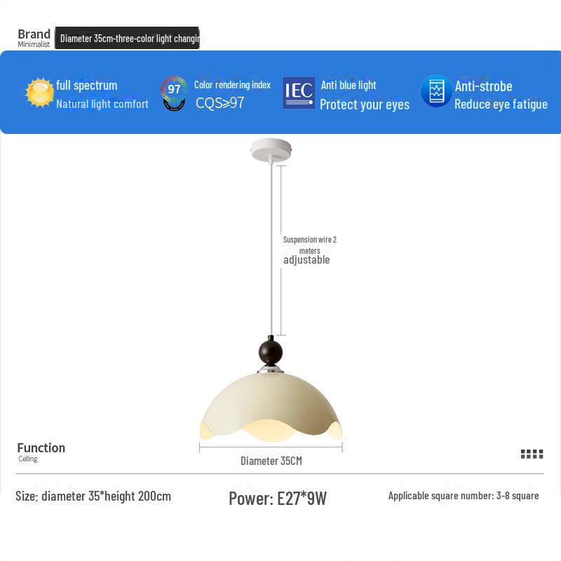 

Люстра в стиле ваби-саби цвета яичной скорлупы для современного японского обеденного стола Three-Color Dimming