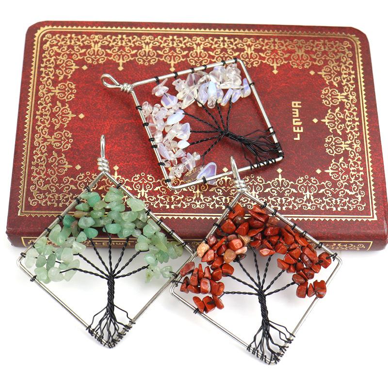 Tree Of Life Square Necklace Natural Irregular Gravel Fashion Accessories Necklace Accessories N51