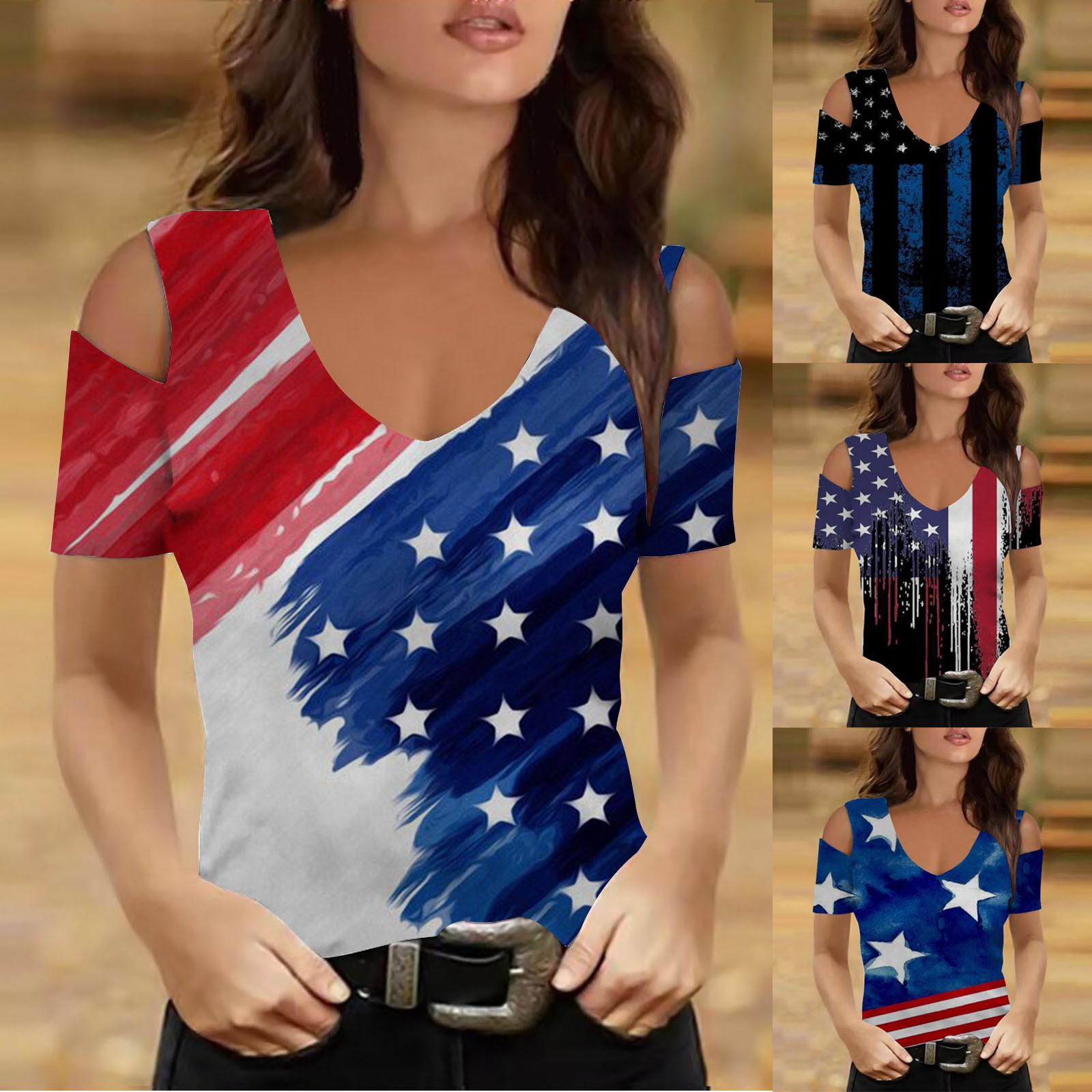 

Модна жіноча літня повсякденна блуза з принтом з коротким рукавом і V-подібним вирізом без бретелей L чорний