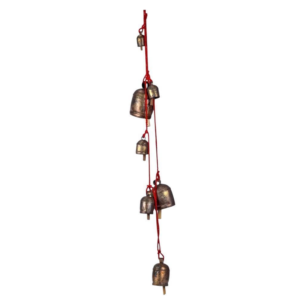 Handmade Rustic Bells Wind Chimes for Outdoor Patio 55inch, Farmhouse Door Decor, Christmas Ornaments, Boho Hanging Bell with Soothing Chime