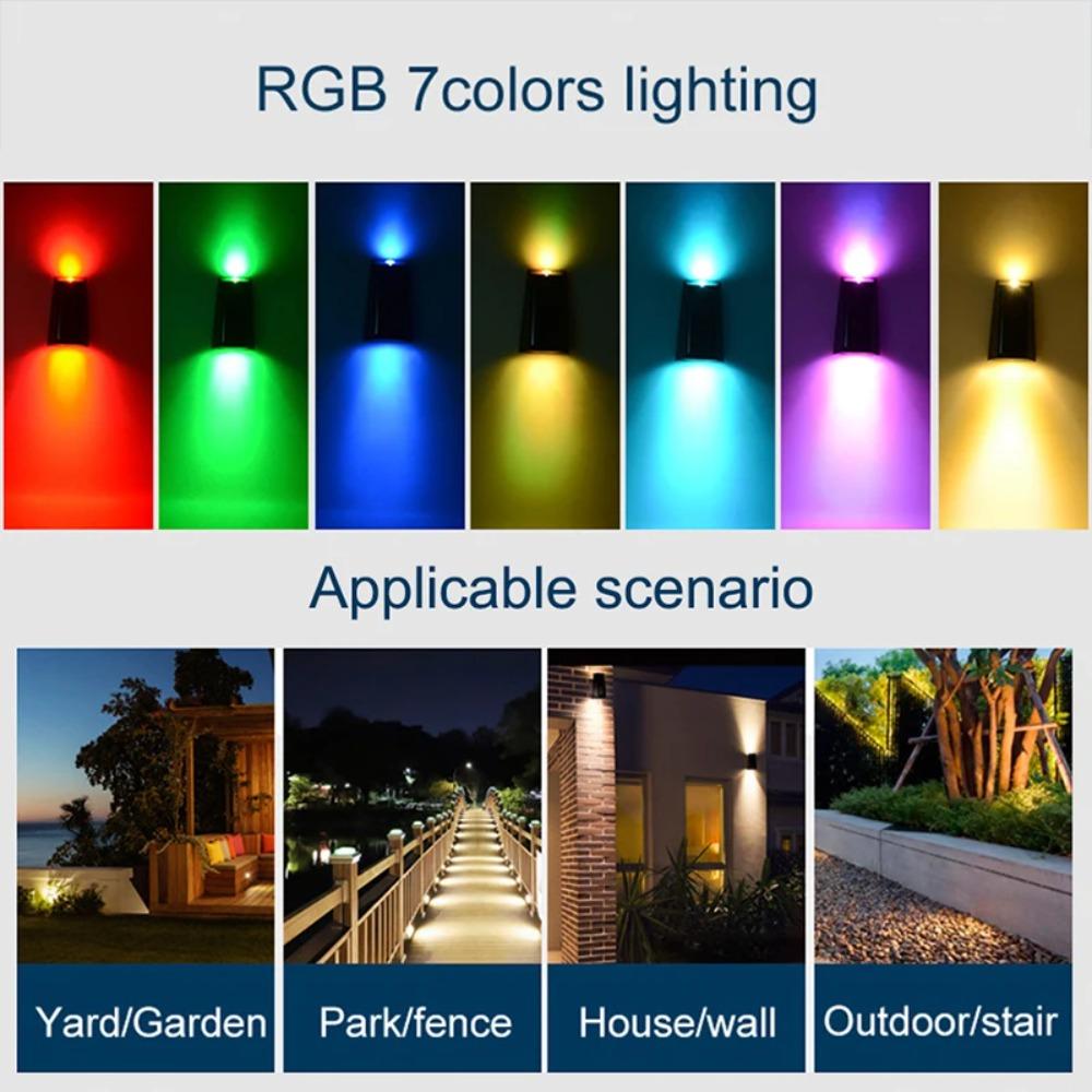 4Pcs Solar Wall Lights Outdoor Garden Decoration Home Lamp Double Color Waterproof Up Down Solar Light Up All Day for Fence Patio
