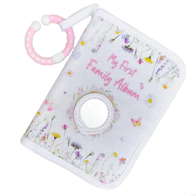 62KD Baby Showers Gift Photo Album Safe Mirror Soft Cloth Memory Book for Newborns Development