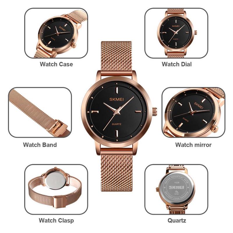 SKMEI Luxury Women Watches Fashion Stainless Steel Waterproof Quartz Watch Women Wristwatch Ladies