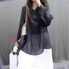 Women's Retro Cotton Linen Long Sleeve Mid-Length Chinese Style Lightweight Pullover Dress