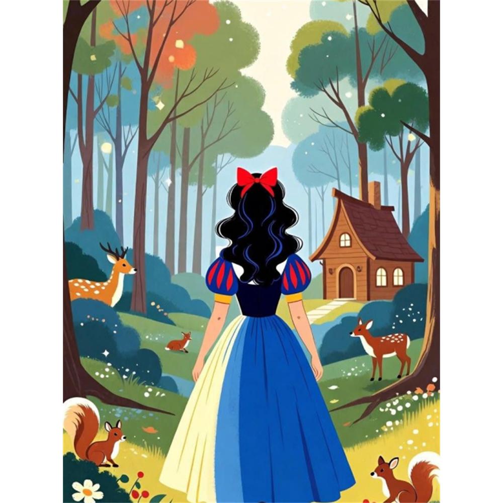 

Disney 5D DIY Diamond Painting Snow White Healing Illustration, Embroidered Mosaic Cross Stitch Home Decor Gift Crafts Round 20x30cm