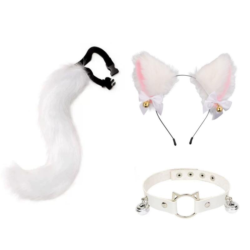Halloween Cosplay Fluffy Fox Tail Fox Ears Keychain Cat Paws Gloves And Mask Animation Exhibition For Costume Accessories Set