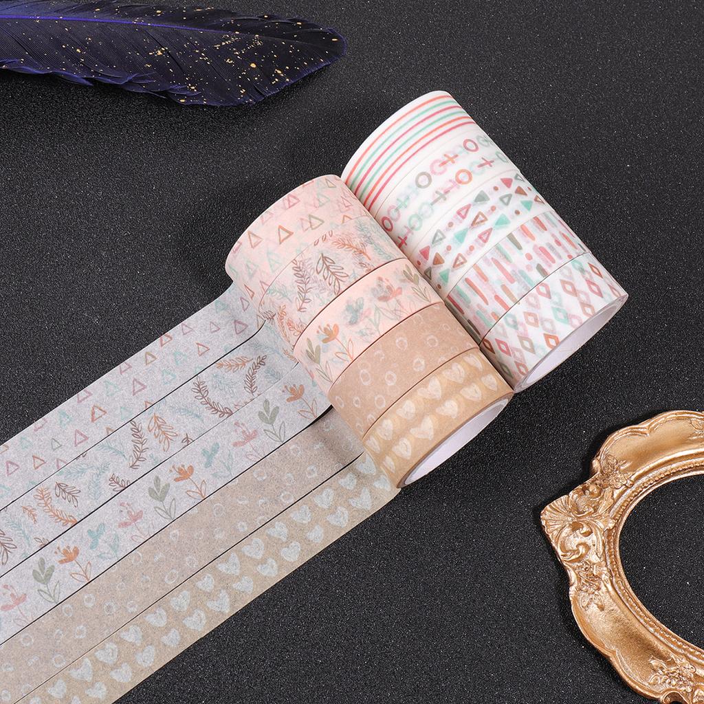 10 Rolls of Retro Floral Geometric Pattern Washi Tape, Journaling and Decorative Tape, DIY School Supplies, Beautiful Tape
