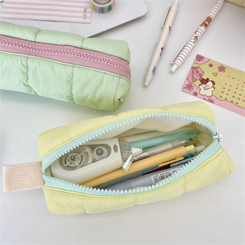 Cute Cotton-Filled Pencil Case Pen Bag Large-Capacity Student Stationery Storage Bag Portable  Girly Cosmetic Bag Gifts